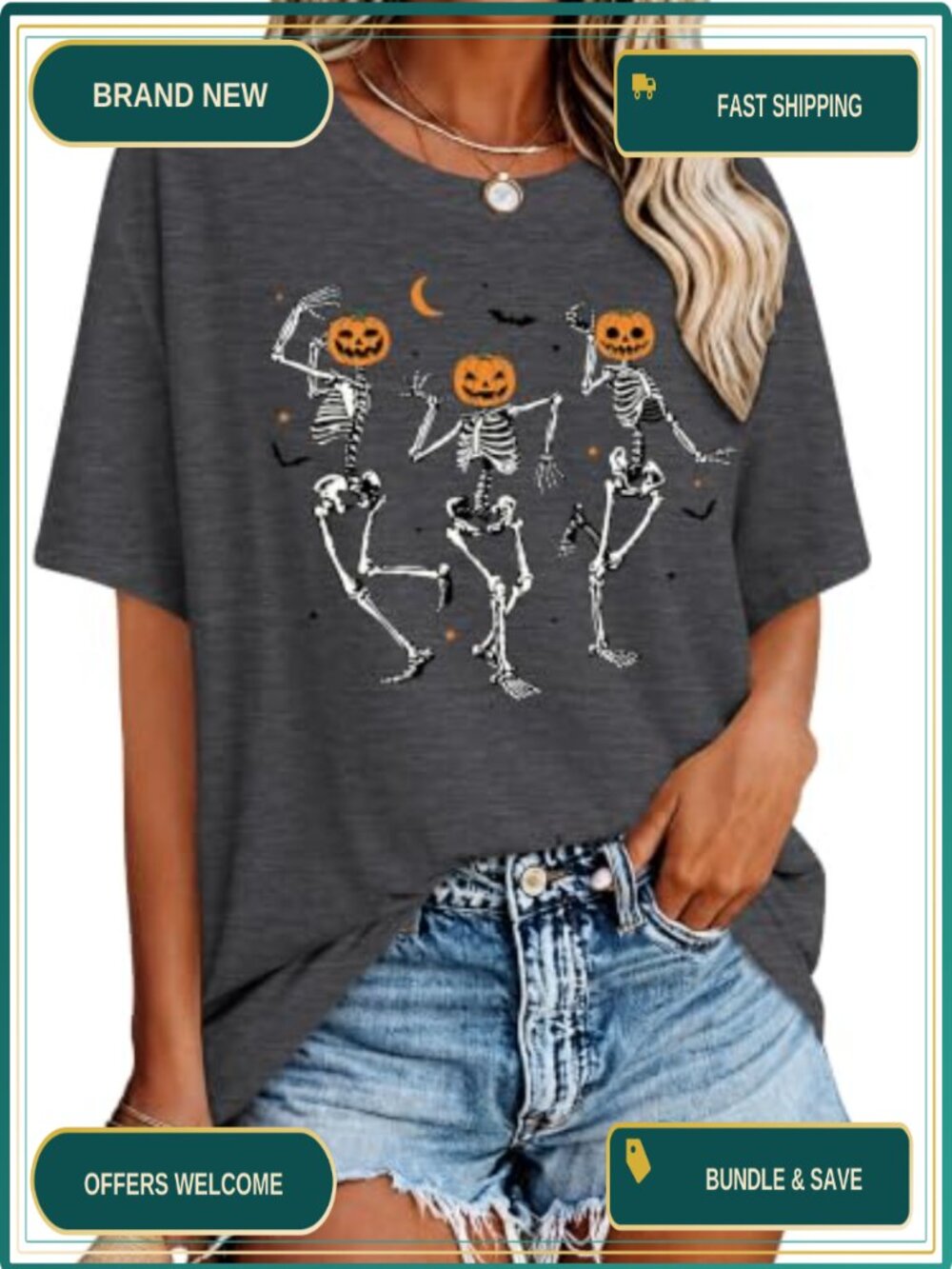 Funny Halloween Graphic Tee Women Oversized Tee
